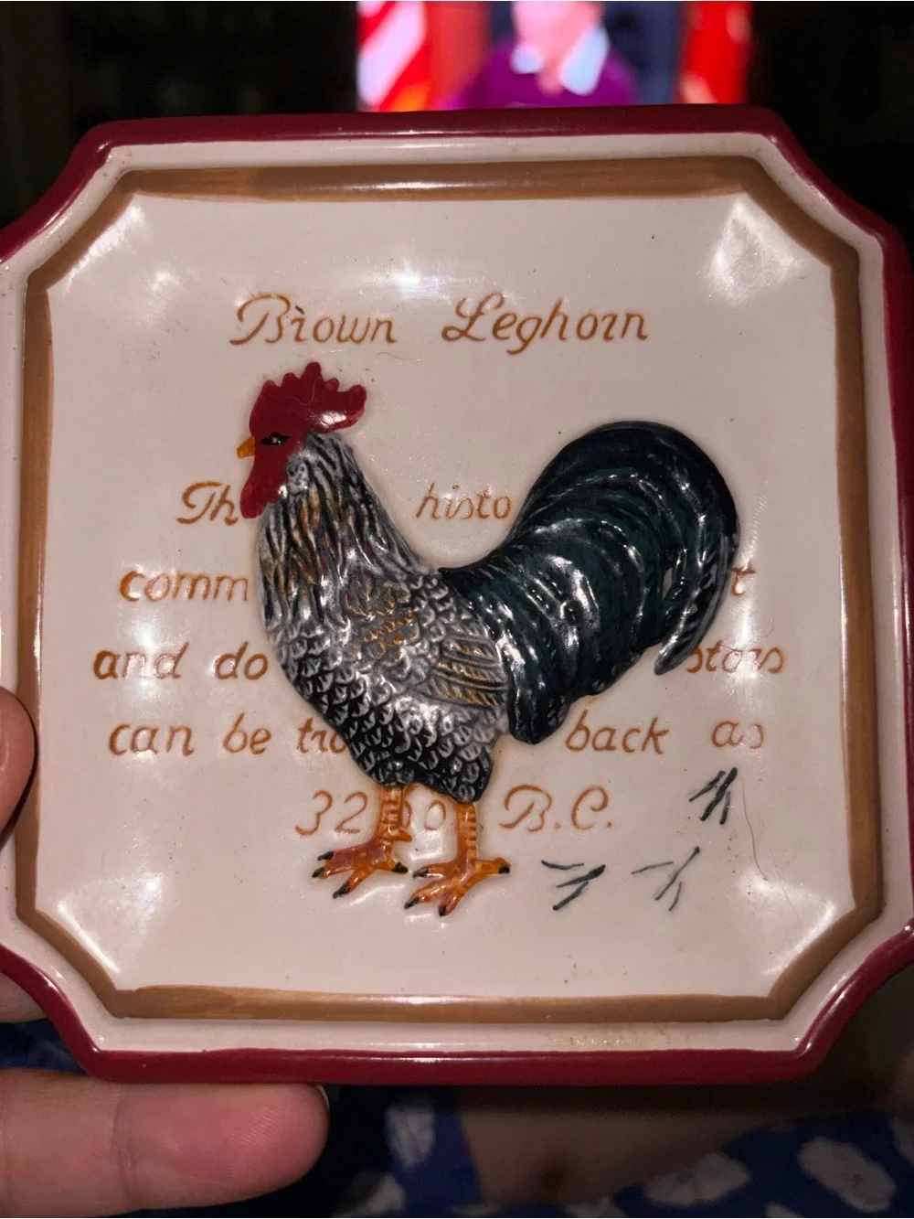 Brown Leghorn Rooster Decorative Dish or Butter Pat
